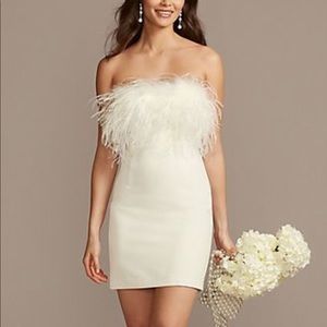 DB Studio White Feather Dress Brand New